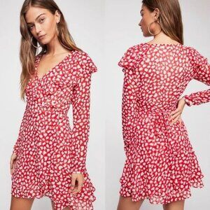 NWOT Free People Womens Ruffled Wrap Mini Dress size S